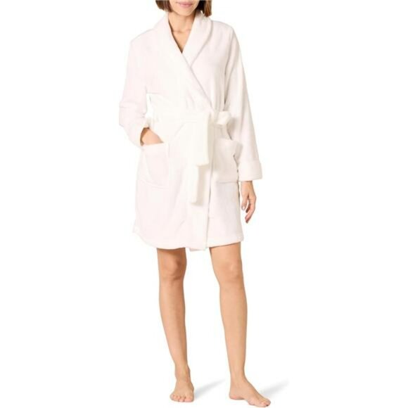 Womens Mid Length Plush Robe Soft Fleece Belted Lounge Sleepwear Plus Size - Picture 8 of 8